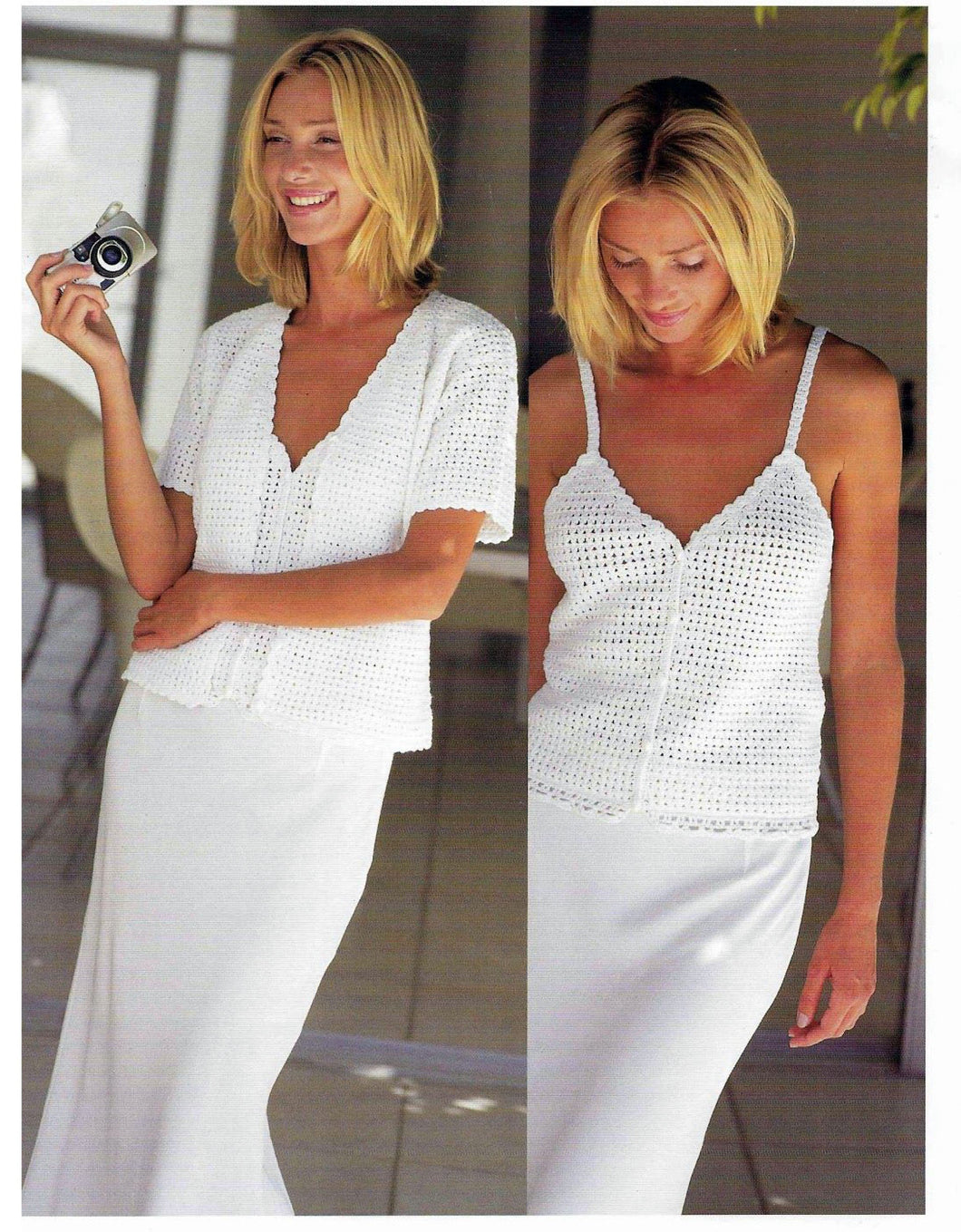 Womens Crochet Short sleeved Cardigan & Camisole Crochet Pattern  32 - 42 inch  chest in 4 PLY Fingering wool  Downloadable PDF