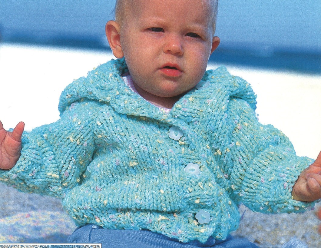 Child's Easy Hooded Raglan Jacket & Cardigan Boy- Girl- Knitting Pattern - Chunky (Worsted) weight wool Download-16-26