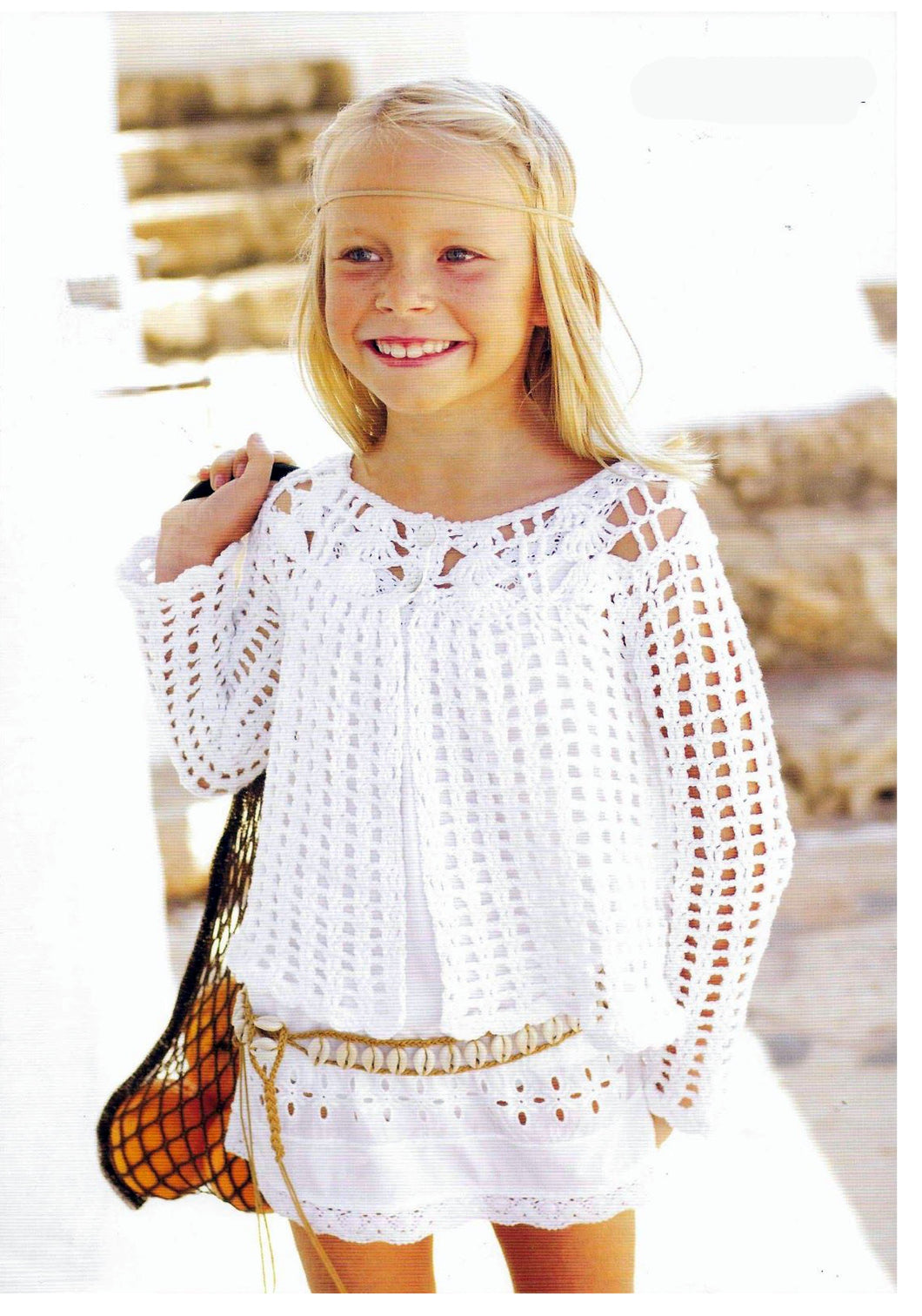 Womens-Girls Crochet Jacket - Cardigan short sleeves - Dk 8ply Cotton wool-Crochet pattern _24 - 46