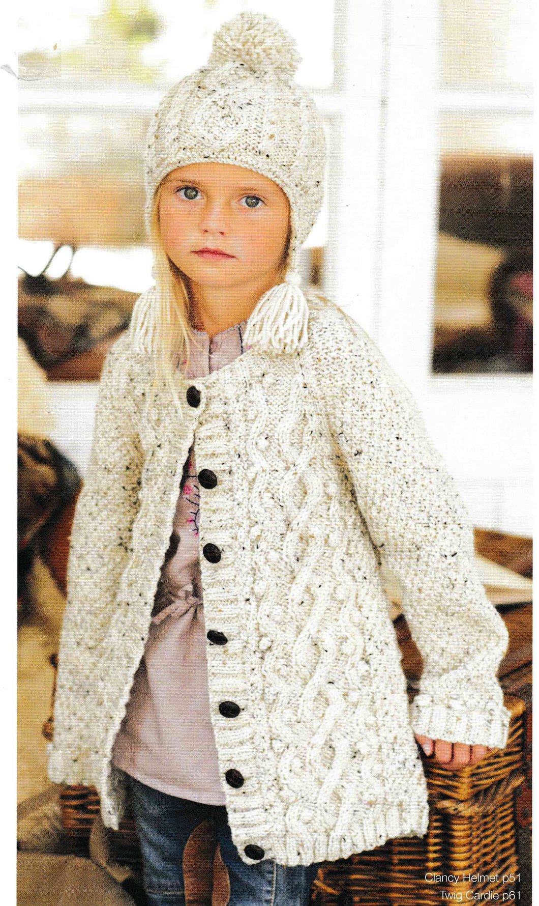 Girls Long  Aran Jacket - Cardigan Knitting pattern- Plus Short Cardigan  in Aran 10 ply wool age-3-13 Years