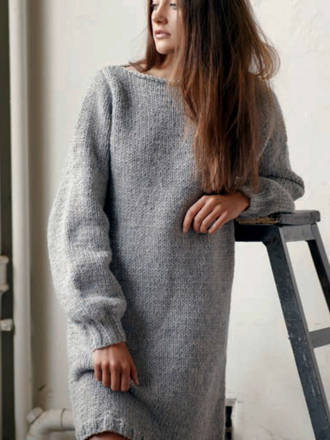 PDF Knitting Pattern Instant Download-Easy Knit ladies Sweater Dress in Chunky wool- 28-42