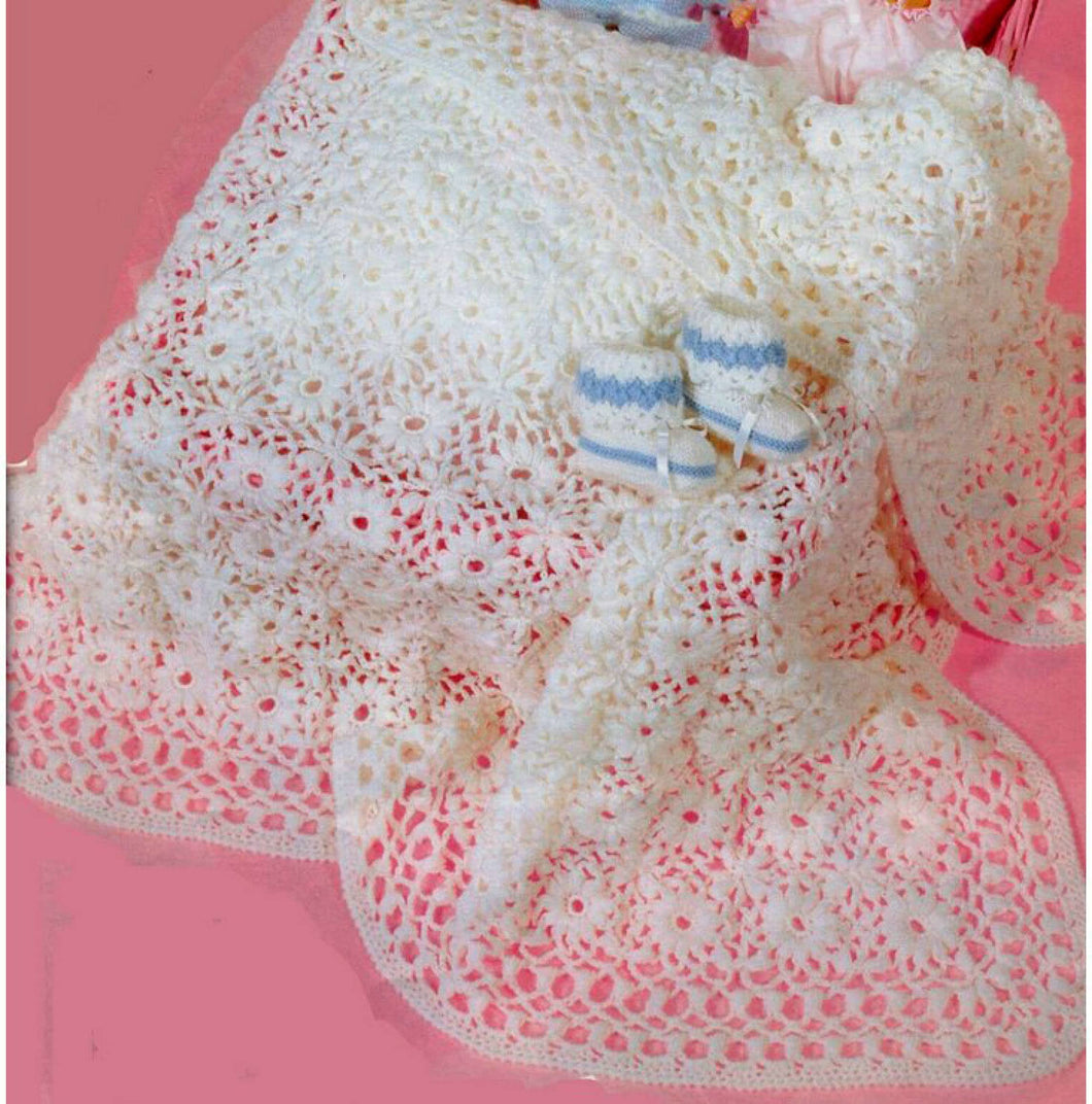 Crochet Pattern- Baby Crochet shawl- Blanket Pattern- Advanced crocheters-4ply with chart- Flower design- Crochet pattern PDF Download