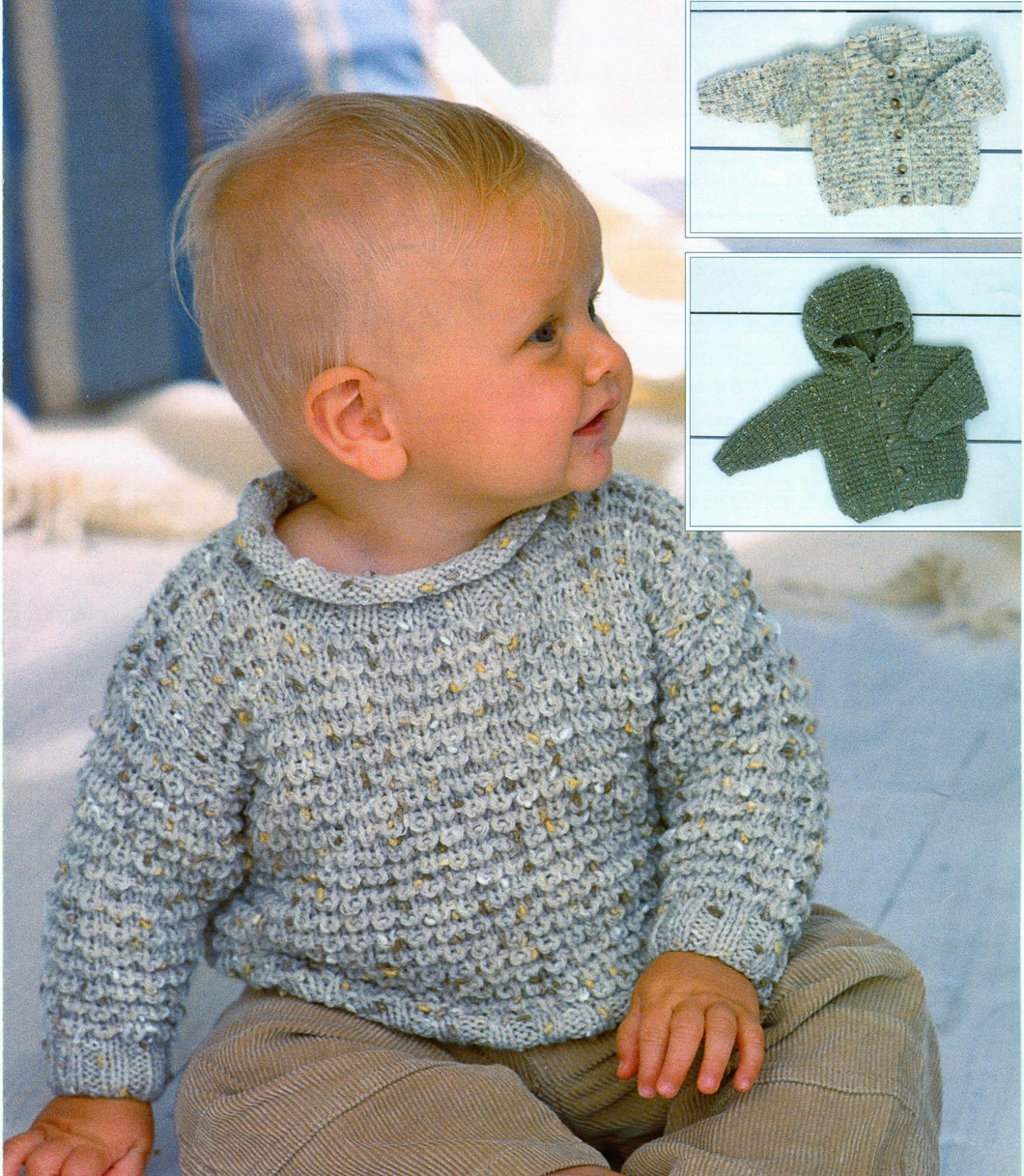 Boys Roll Neck Sweater - Hooded Cardigan & Cardigan with collar Knitting Pattern- DK -8Ply Light worsted wool-  Download-16-26