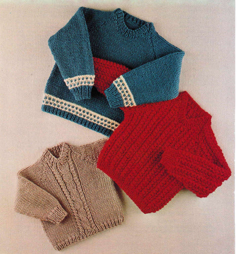 Boy's Chunky Sweaters- 3 Styles on 1 pattern- Chunky- Bulky wool- Knitting pattern download PDF- 21