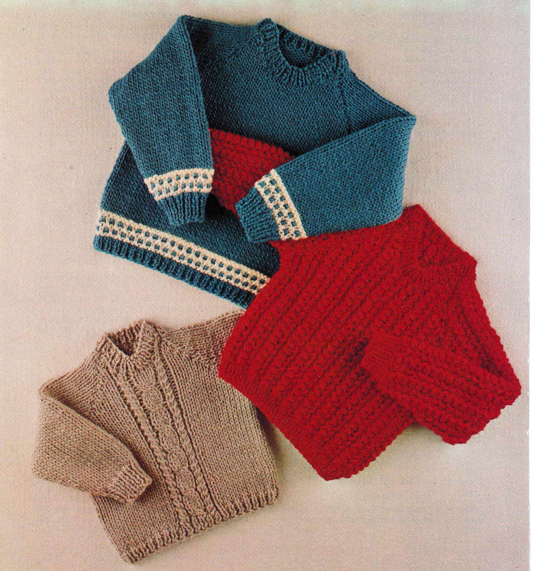Boy's Chunky Sweaters- 3 Styles on 1 pattern- Chunky- Bulky wool- Knitting pattern download PDF- 21