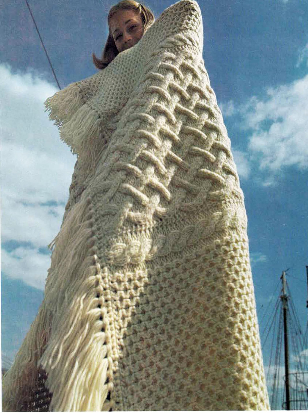 Large Cable Blanket- Throw Afghan Knitting pattern - Worsted weight Aran 10 ply wool- Measures 50 
