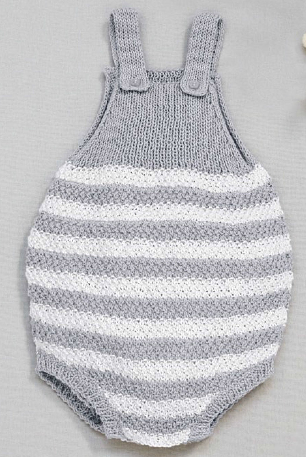 Easy baby Romper in Corn stitch & Ribbed stitch- Knitting in 4 ply Fingering cotton) Yarn Fits 1-12  Months- Knitting pattern  Download PDF