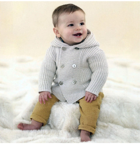 Baby Easy  Hooded Rib & Garter Stitch Hooded jacket - fits 0 - 3 years (16