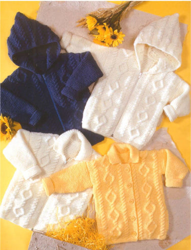 Child's Hooded Jacket - Cardigan with collar- Button or zipped Knitting Pattern PDF Download- Chest 20- 30 inch Aran 10 ply Yarn- Vintage