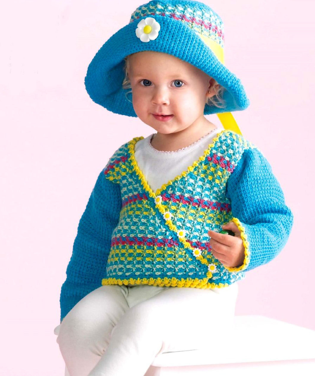 Tunisian Tapestry Crochet Jacket & Hat Cross front- Fine sport weight yarn  Fits 6 Months - 2 years -Crochet Pattern- Download PDF