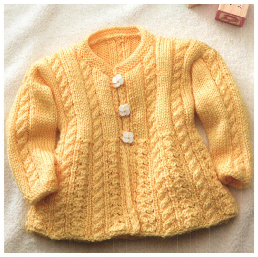 Childrens Toddlers Baby Cable Lace Round Neck Jacket Cardigan 20-24