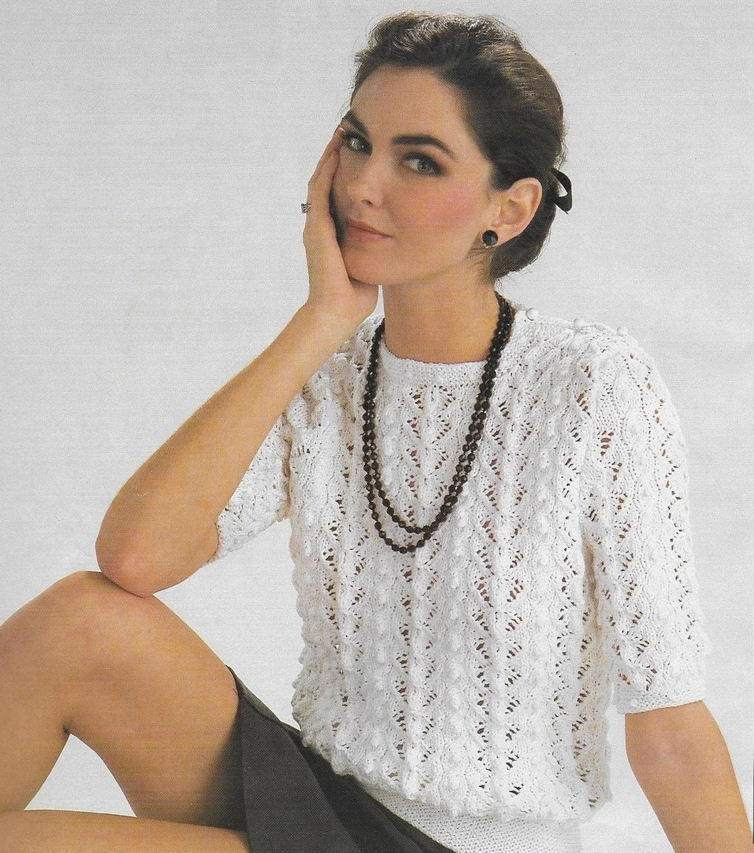 Womens Short Sleeve Lacy Round Neck Top 32