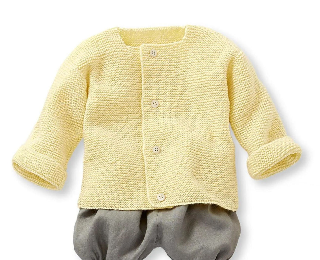 Easy Baby Jacket - Cardigan - Garter Stitch Newborn - 6 mths -3 Ply Fingering yarn Knitting pattern Download PDF