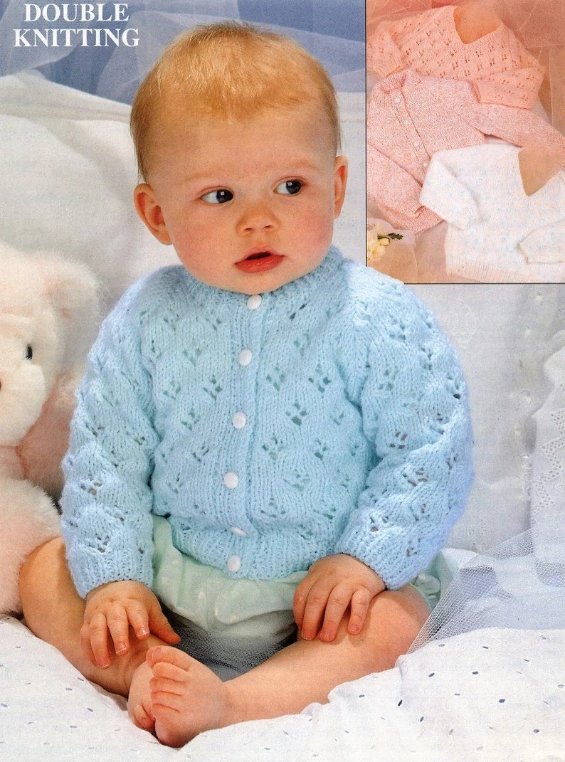 Baby Round Neck Cardigan & V Neck Sweater Plain or Eyelet 18