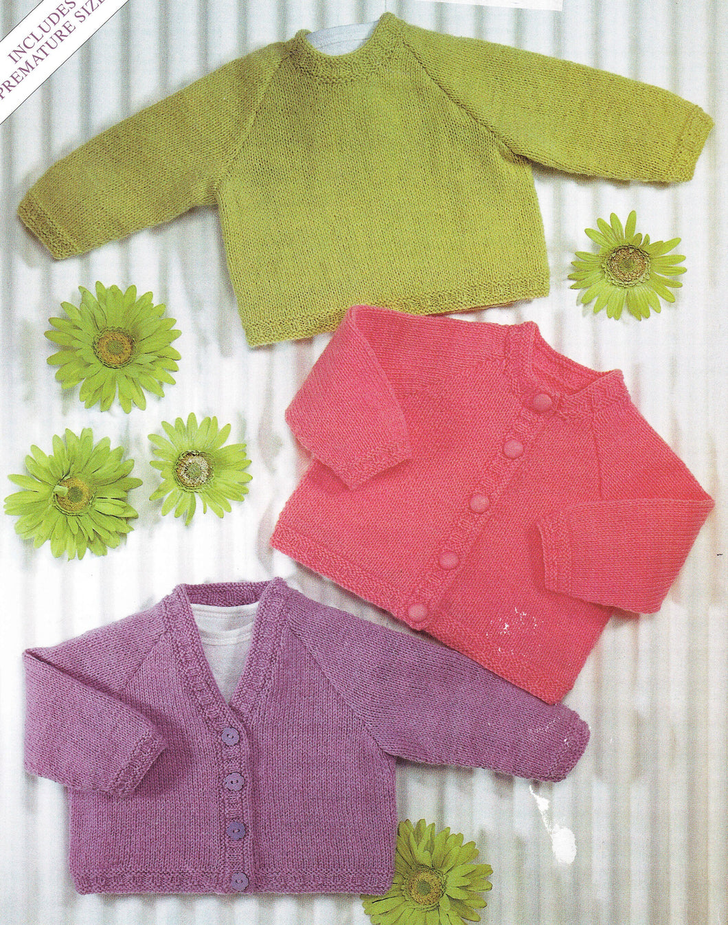 Easy Beginners Baby Cardigans & Sweater  3 styles in 4 Ply Fingering 12