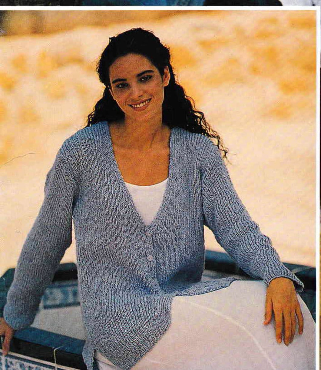 Womens Easy Beginner Ribbed waistcoat & V neck Cardigan- side split -Chest 32