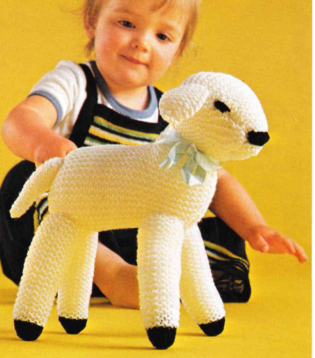 Little Lamb Knitting Pattern- Garter stitch Knitted in - DK- 8Ply Yarn - About 25cm tall- Knitting Pattern Download PDF