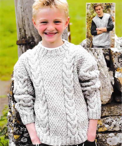 Boys- Man's Easy Cable Sweater & Tank Top-Vest top Knitting Pattern -Aran (Worsted weight) Instant Download-24