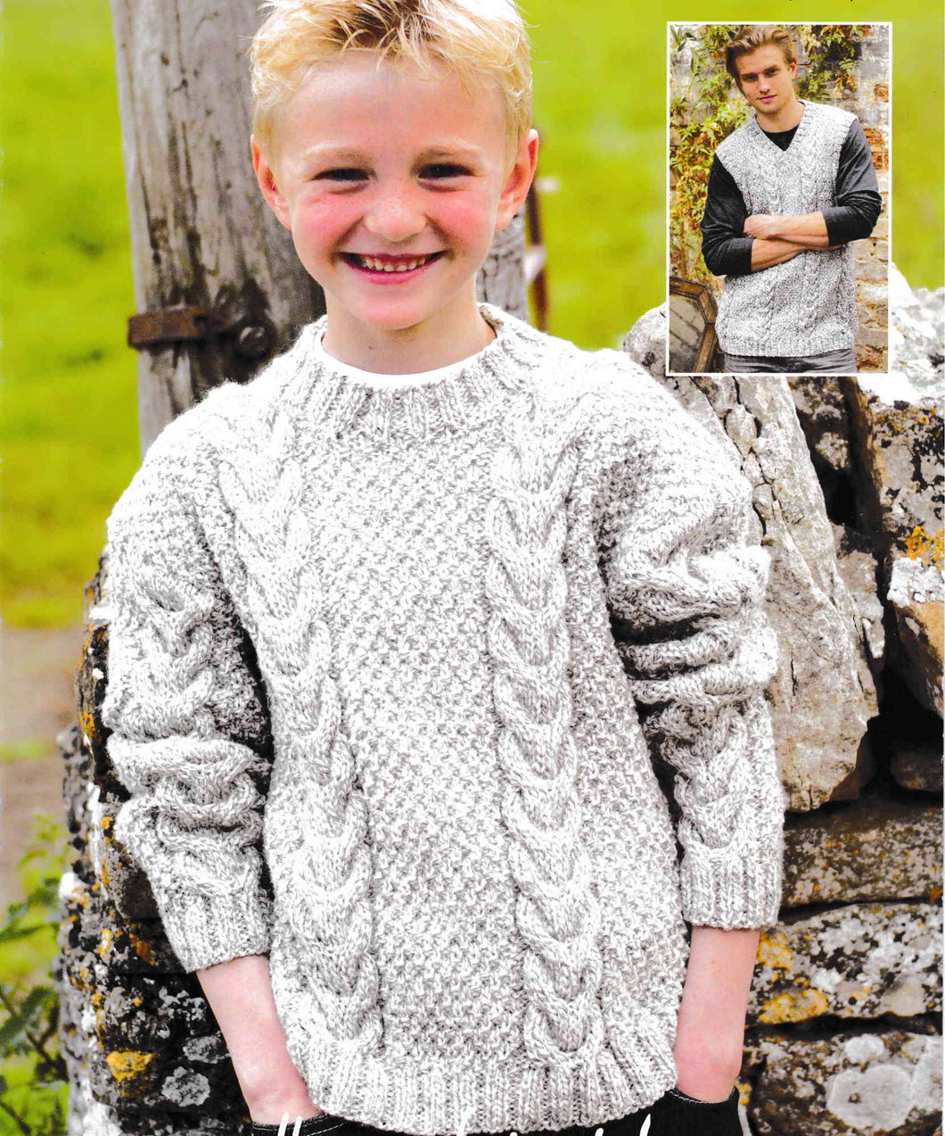Boys- Man's Easy Cable Sweater & Tank Top-Vest top Knitting Pattern -Aran (Worsted weight) Instant Download-24