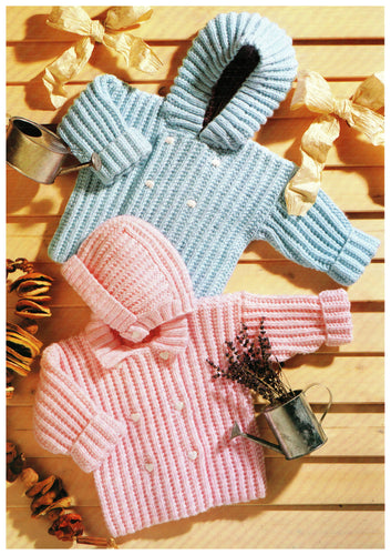 Child's Fishermans Rib Jacket Cardigan Hood Collar Hat, Bonnet, Boy, Girl, 16