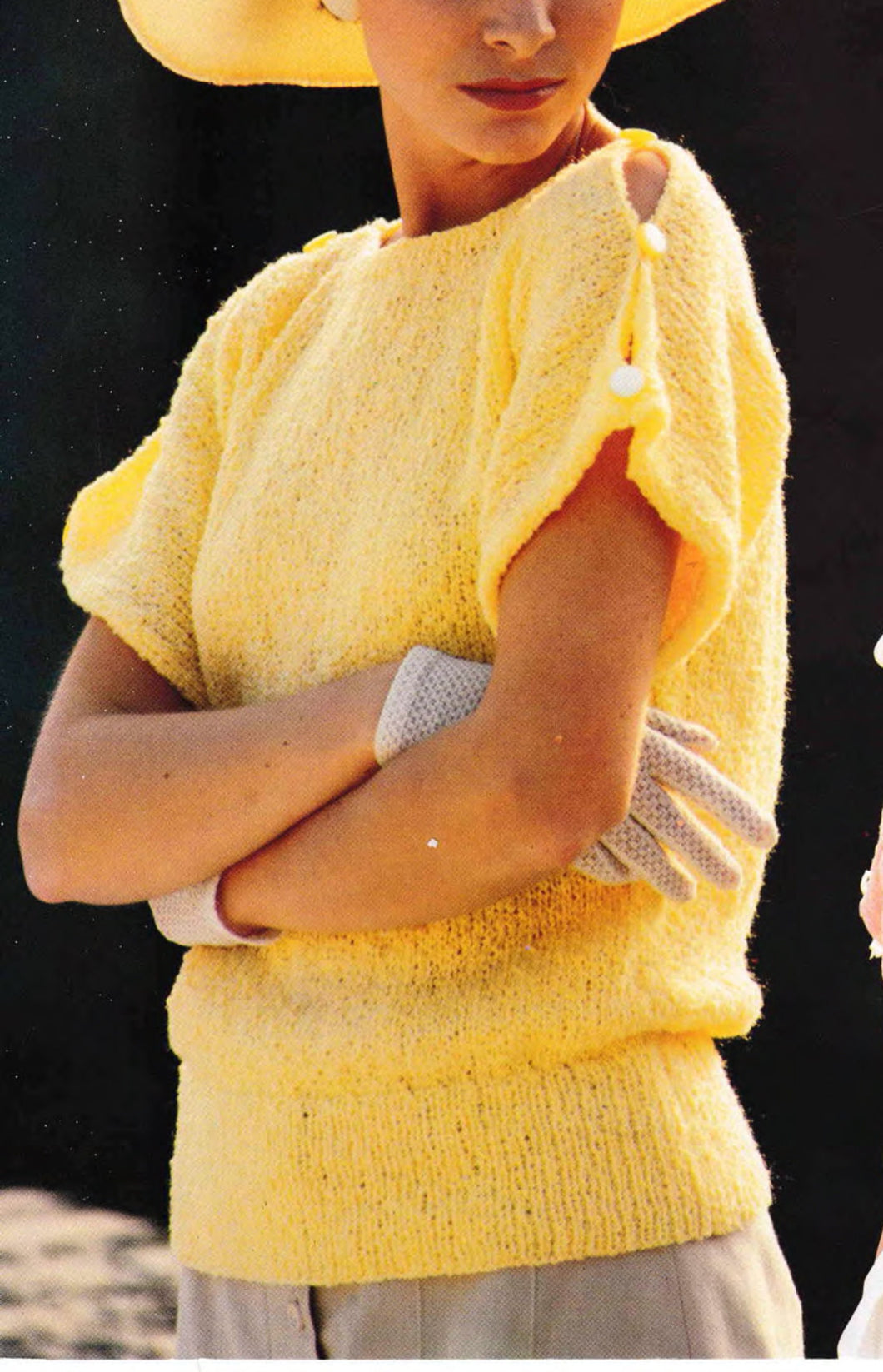 Woman's Thonged and button sleeved summer top- DK -8ply yarn- Knitting pattern download PDF- chest 28