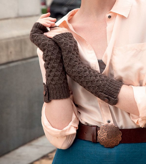Woman's fingerless gloves- wrist warmers-  Button Cuffs Sport weight yarn 6