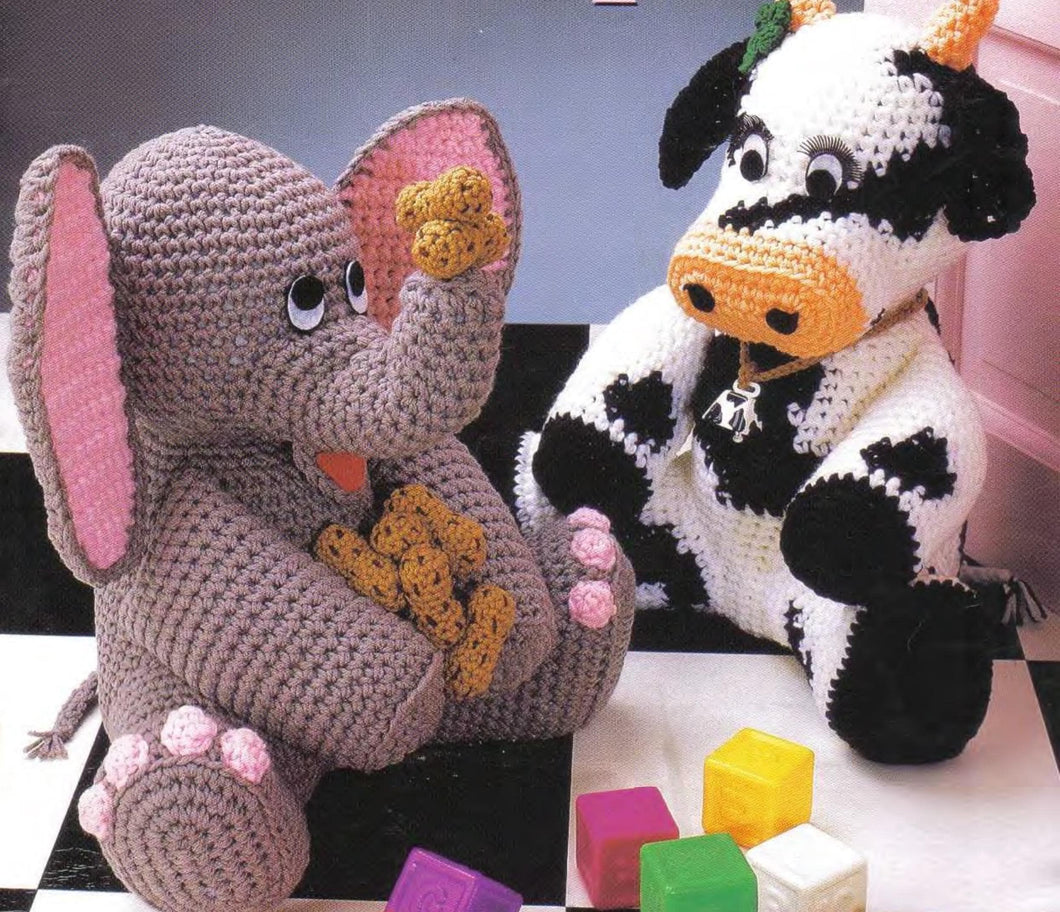 Animal Door Stops Crochet Pattern- 5 Designs To Crochet- Worsted Weight Yarn- Crochet Cow- Cat- Bear Rabbit- Elephant-Digital Download PDF