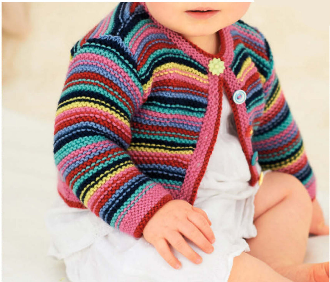 Easy Striped Garter Stitch Baby Jacket ~ 6mth - 5 years Toddler Child Kids ~ DK 8 Ply Light Worsted Knitting Pattern Digital PDF Download