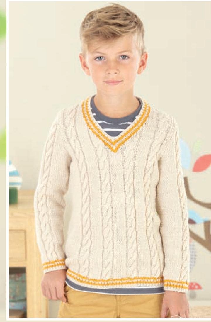 Boy's Tank top & V neck sweater - Cricket style Jumper in DK (8 Ply) Birth-7 Years (16 - 26