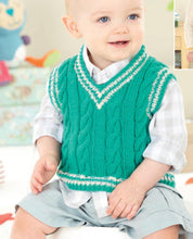 Boy's Tank top & V neck sweater - Cricket style Jumper in DK (8 Ply) Birth-7 Years (16 - 26")  knitting pattern Download (Birth - 7 years)
