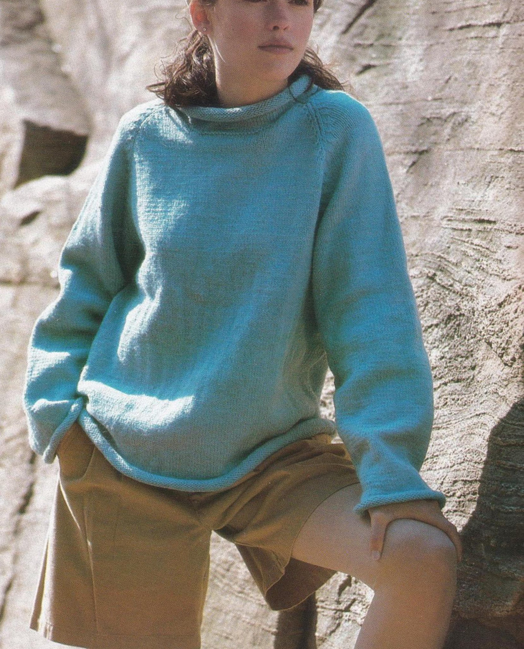 Easy Raglan Plain Knit  Sweater Jumper Roll Neck & Cuffs - 30
