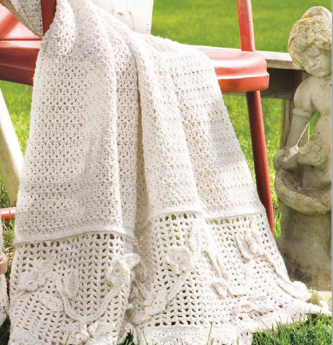 Vintage Crochet Pattern Pretty Rosebush Mesh Crochet Afghan Blanket PDF Instant Digital Download Worsted Weight Yarn 42 