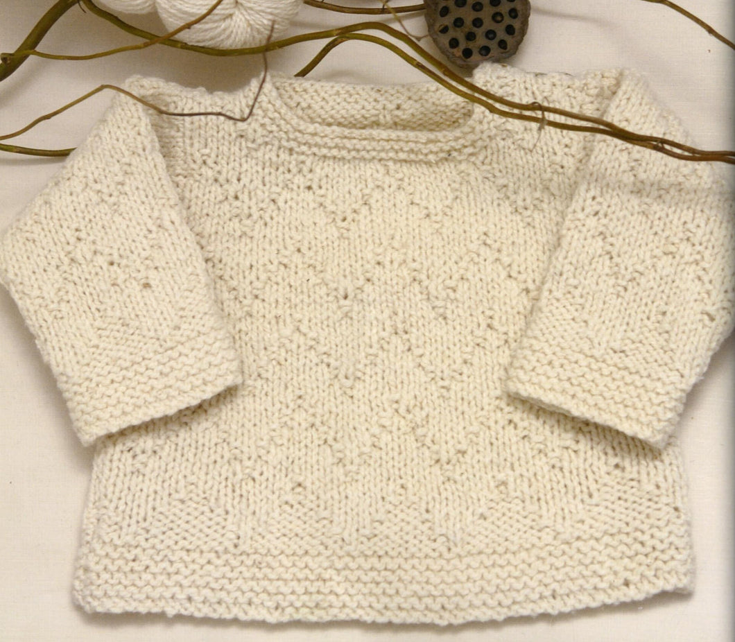 Baby Textured Sweater -Jumper -Knitting Pattern- DK 8 ply Light worsted yarn- Fits  14