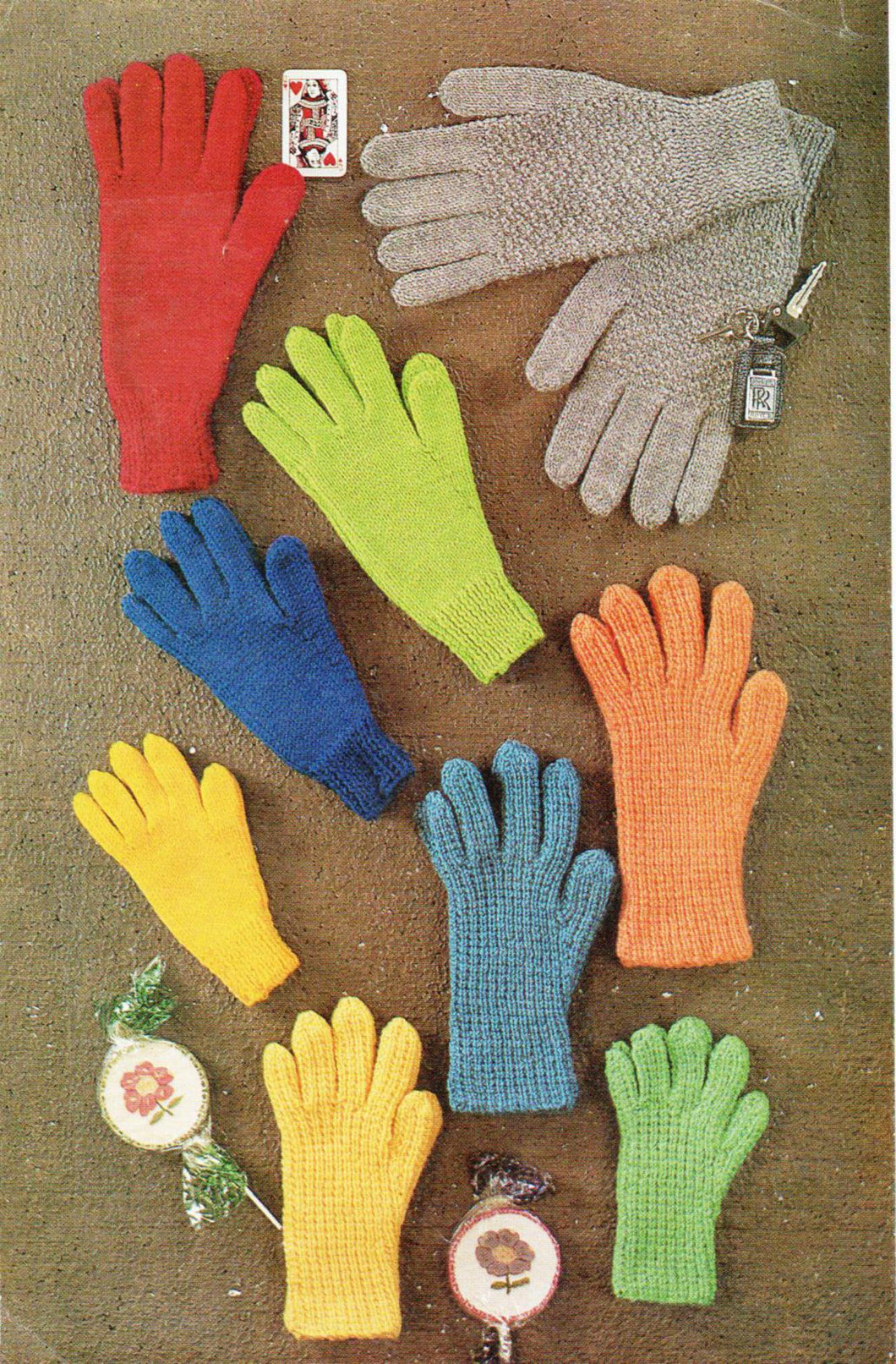 Family Adult Childrens Gloves Plain & Ribbed 2 Needles ~ Vintage pattern ~ DK 8 Ply Light Worsted Knitting Pattern PDF Instant download