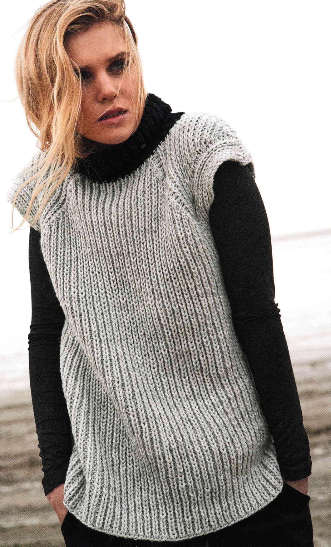 Womens Rib - Round Neck Top Cap Sleeves Slipover Sweater Vest  30