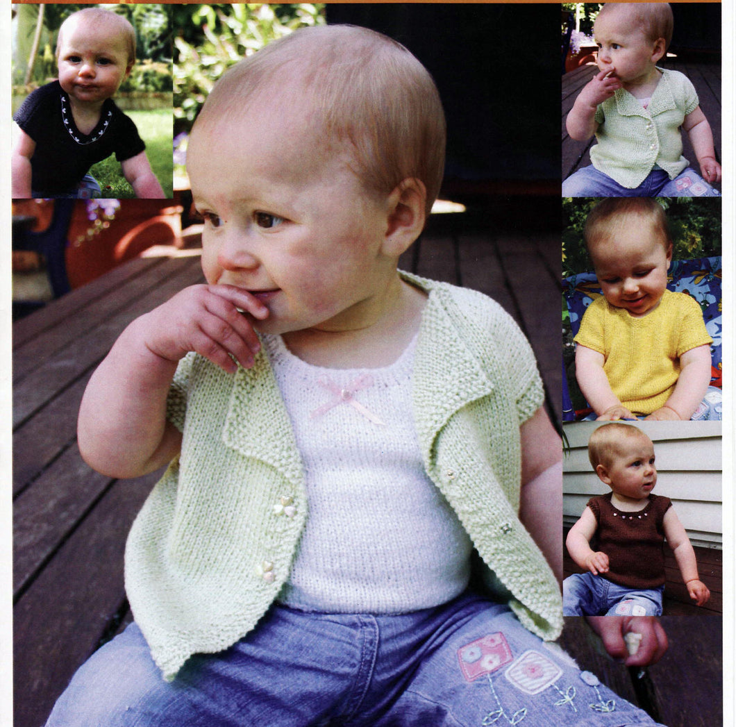 Baby Easy Knit  Top- Jacket & Singlet- Short sleeves ~ Premature - 18 months -4 Ply PDF Instant download Knitting Pattern