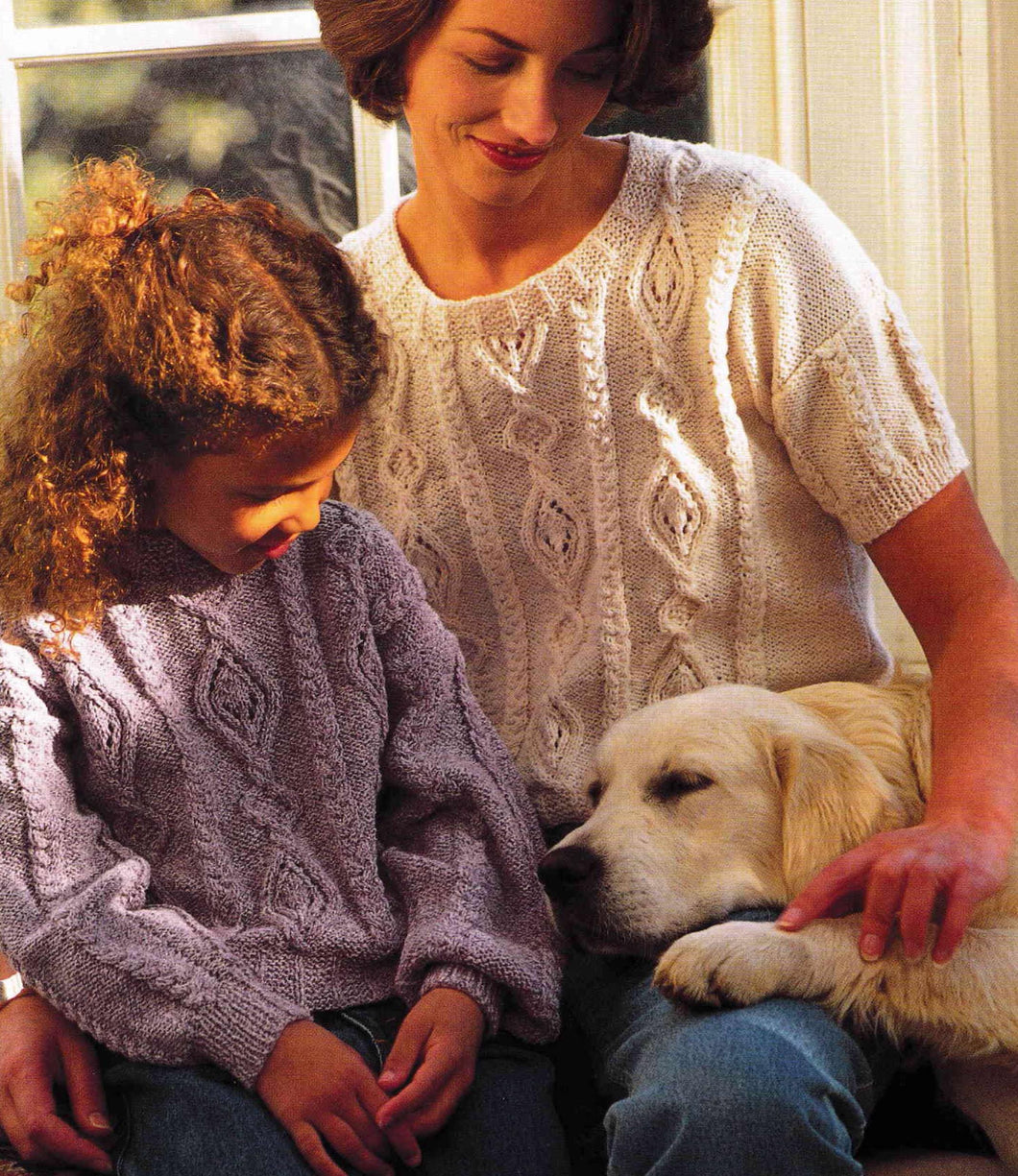Woman's Child's Cable sweater- Long short sleeves-Chest 26