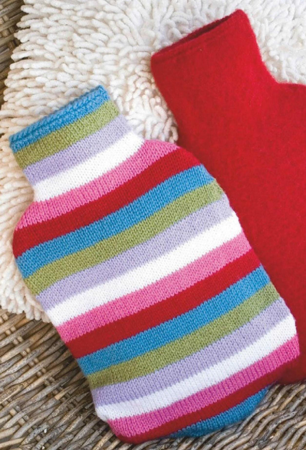 Hot Water Bottle Cover in an easy stripe pattern- DK 8ply Light worsted wool Instant Download Knitting Pattern PDF