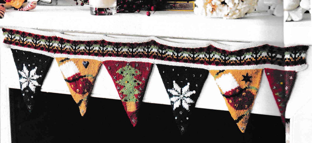 Christmas Bunting Knitting Pattern: Snowflake, Tree, Socks (PDF Download)
