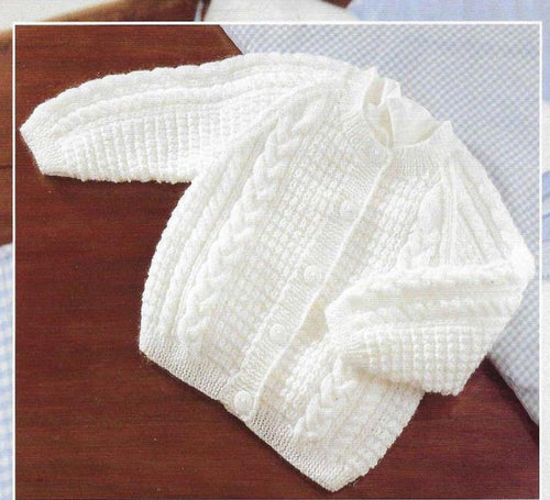 Child's Cable Raglan Cardigan Boy- Girl- Knitting Pattern - Round Neck- fits Birth- 6 Yrs (16-26