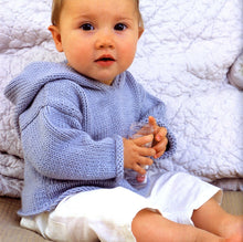 Baby Hooded Sweater - Roll cuffs, stocking stitch- easy pattern Worsted Aran 10 ply  yarn - 0 -2 yrs knitting pattern download PDF boy- Girl