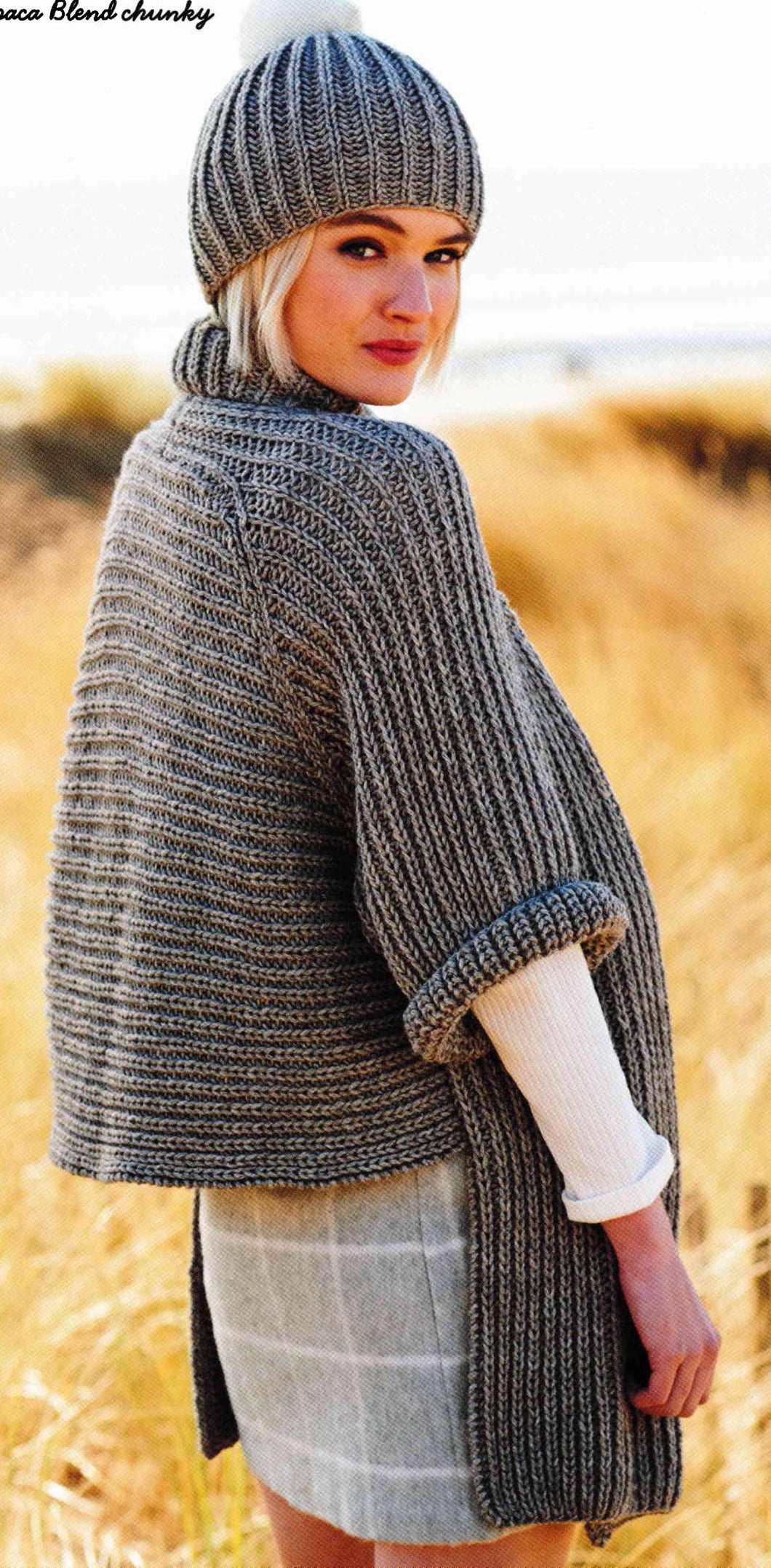 Womens  Unusual design Ribbed Cardigan & Hat 30