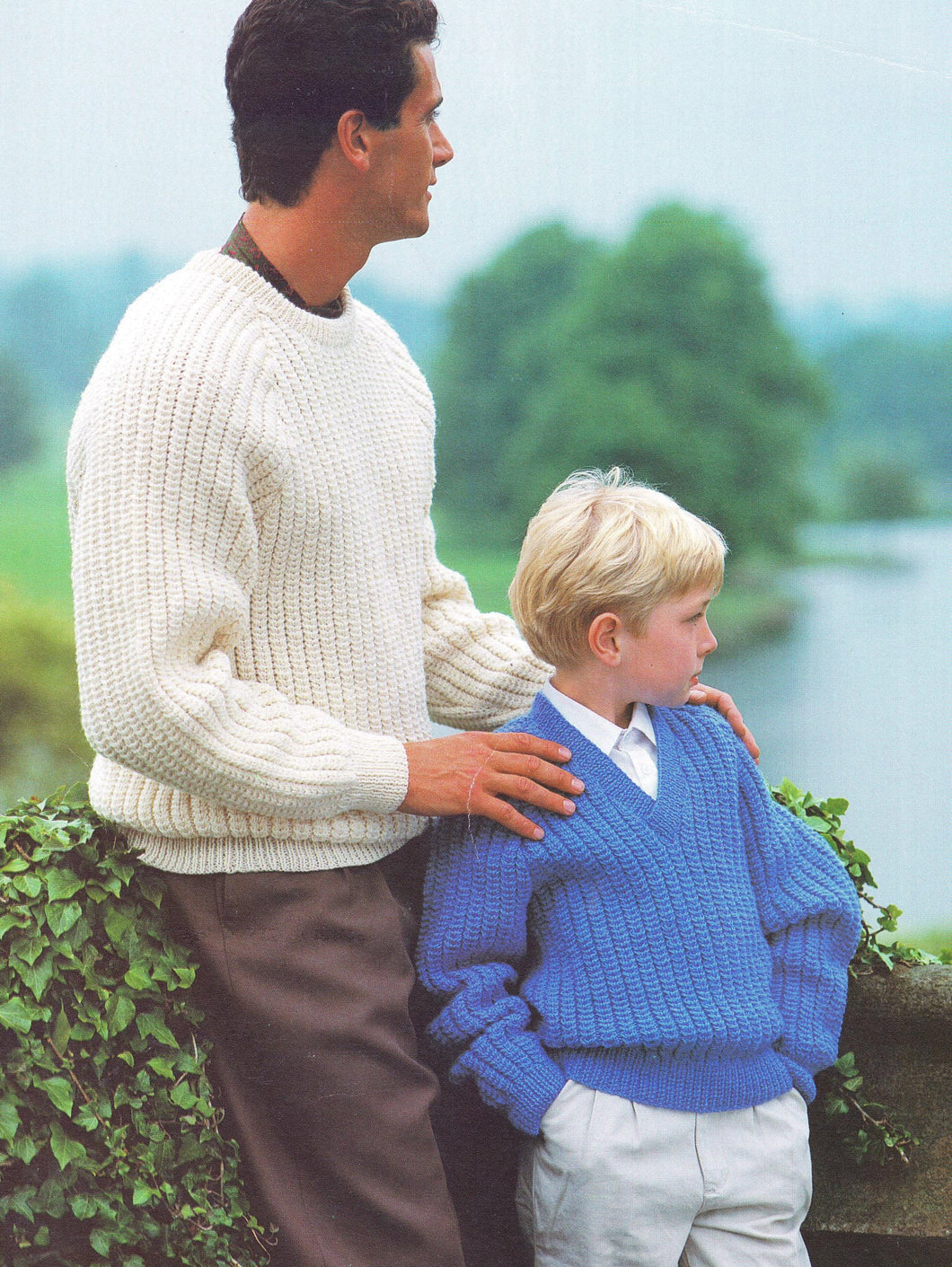 Man and Boys Cable Round & V Neck Sweaters  Raglan Sleeve 28
