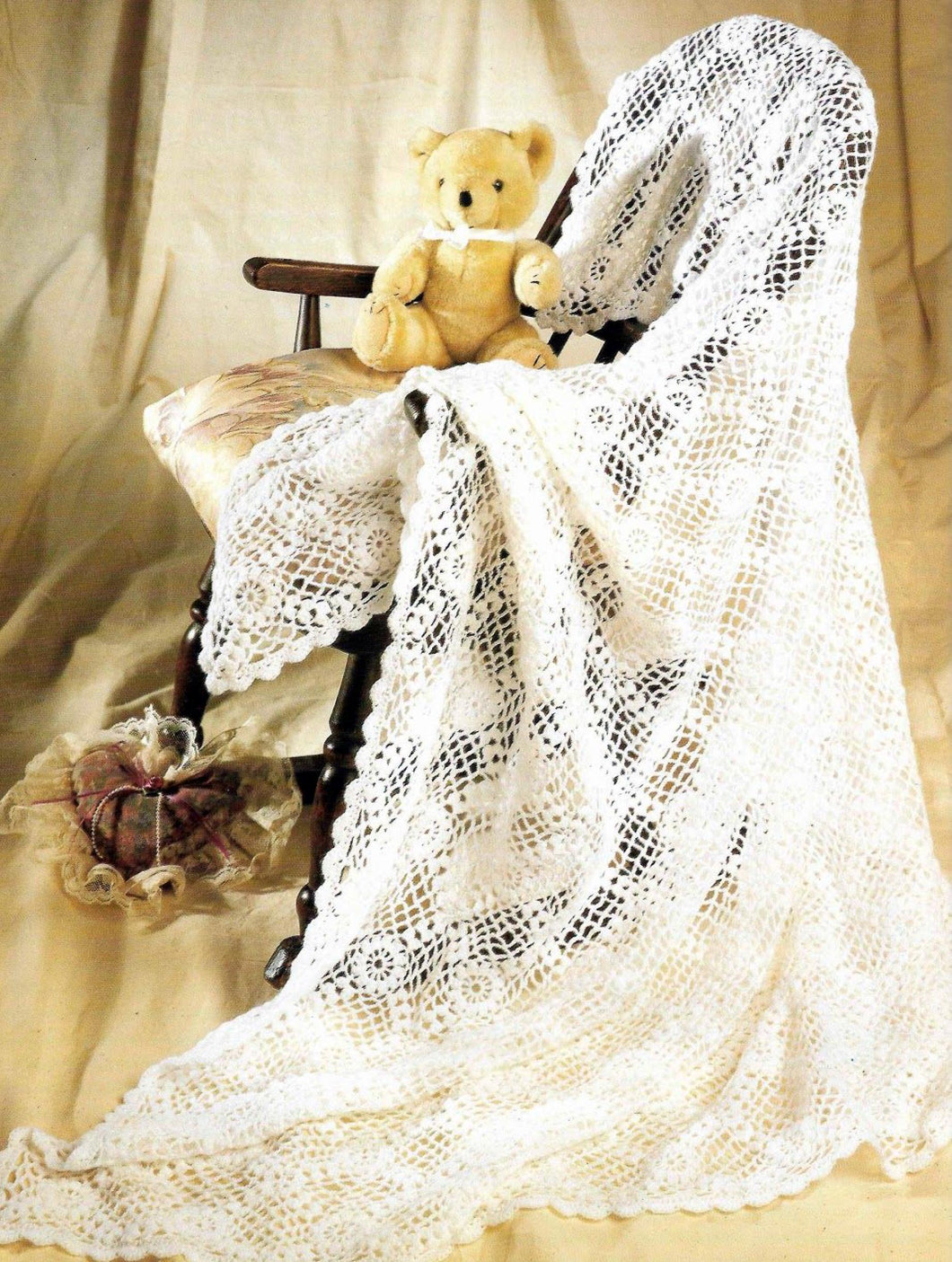 Open Crochet Motif Baby Blanket Shawl- Christening-  Crochet pattern in 2ply yarn - 48 