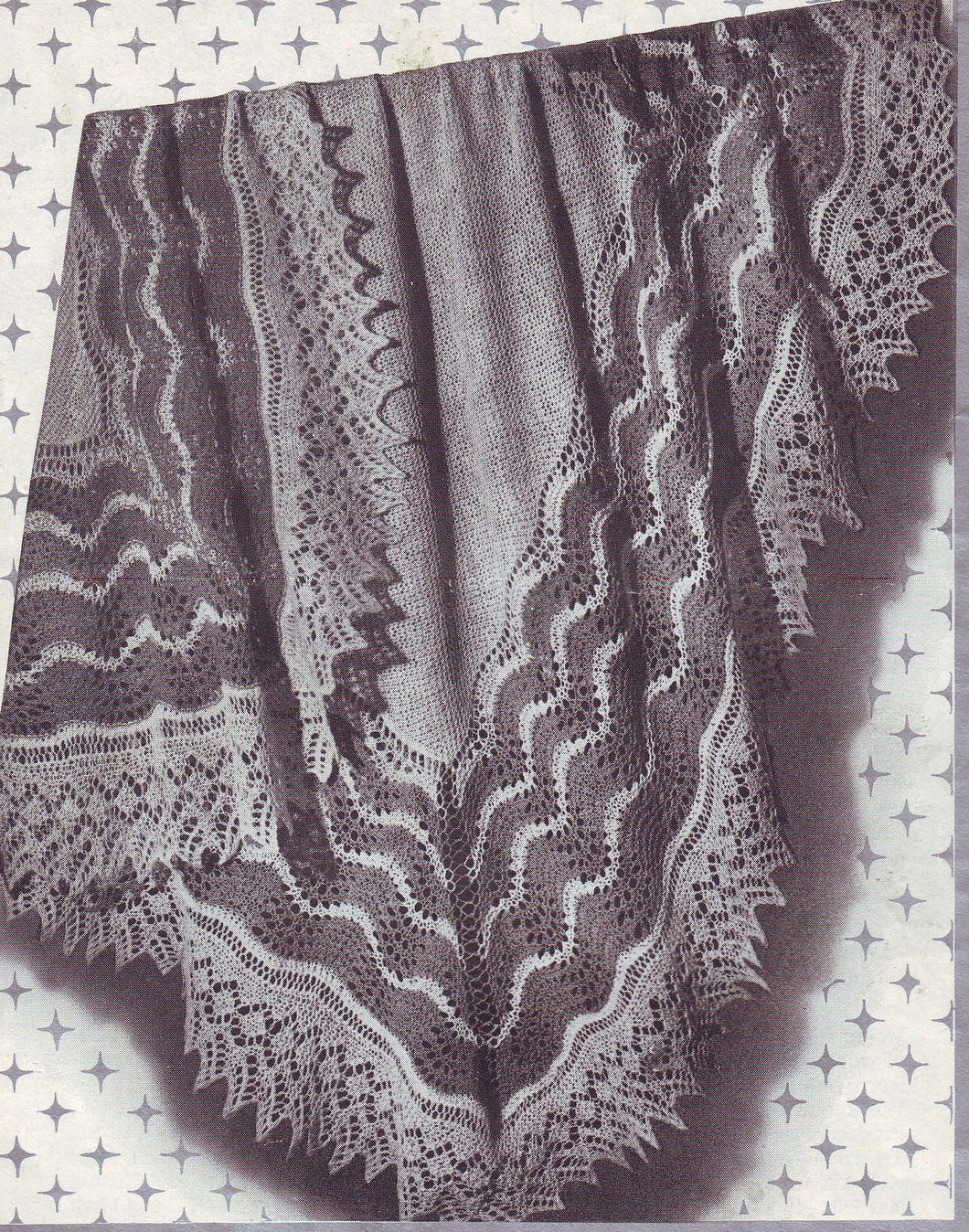 Vintage Shetland Shawl Knitting Pattern-  Knitted in 2 ply Fingering yarn- Measures 60 x 60 