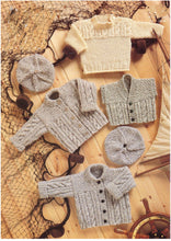 Boy's Girl's DK Cable Cardigan & Sweater~Jumper- waistcoat  Beret- Knitting Pattern Aran-  (10ply) Yarn and fits chest 16"- 24" Download PDF