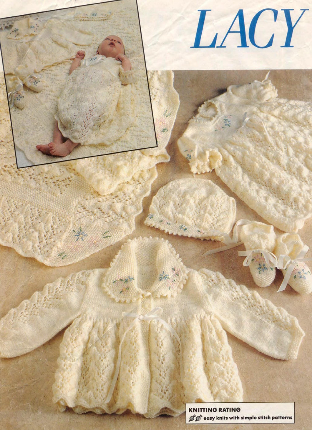 Baby Layette- Dress- Jacket- Bonnet- Shawl - Bootees- Christening set in Fingering- 4 ply- Download Knitting  Pattern-Birth- 12 Months PDF