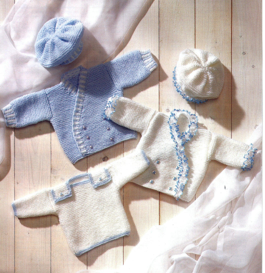 Easy beginner Baby Garter Stitch Cardigans  Sweater & Hat Premature -12