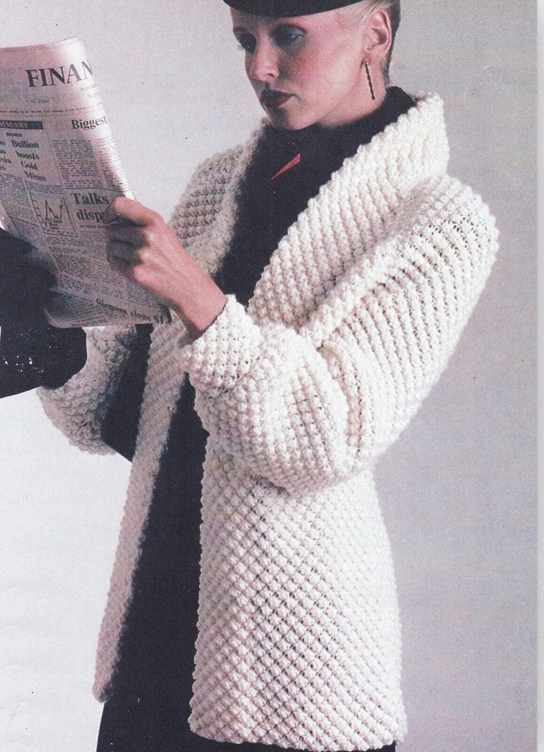 Woman's Long Blackberry Stitch Jacket/Coat - Winter Knitting Pattern in Aran ( 10 ply, worsted ) 34 - 40