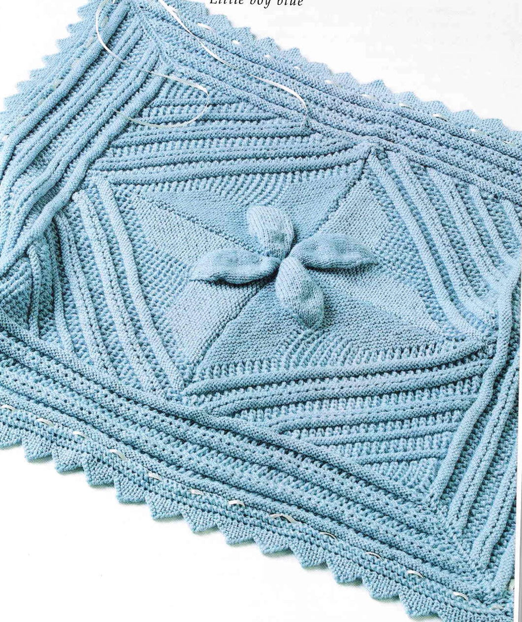 Leaf Pattern Baby Blanket Knit in Squares Pram- cot cover -embossed squares central leaf  Knitting Pattern PDF Download- see images for info